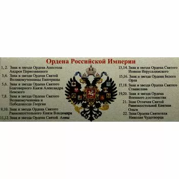 Металлическая табличка для коллекции ордена Российской империи